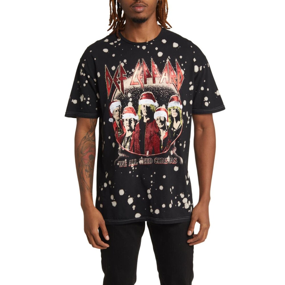 Philcos Bleach Splatter Def Leppard Holiday Graphic T-shirt Streetwear SZ M:NWT